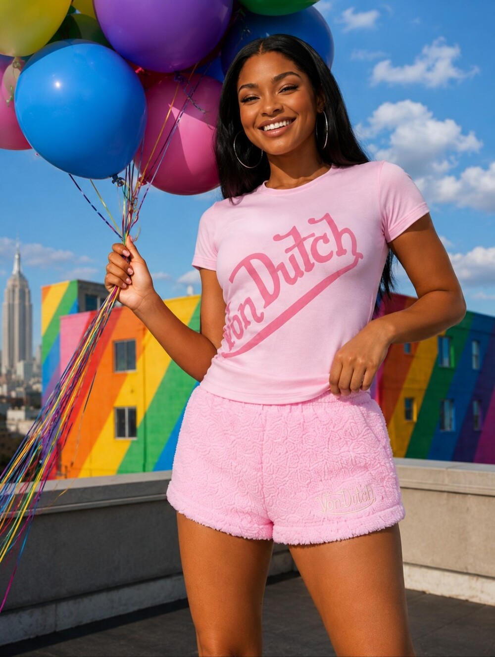 VON DUTCH Pink Sherpa Shorts Girls 14/16 Women’s XS NWT